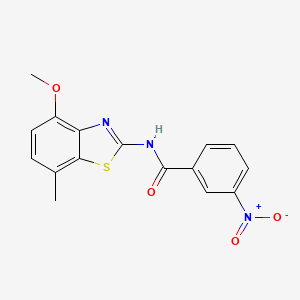 molecular formula C16H13N3O4S B2573639 N-(4-甲氧基-7-甲基-1,3-苯并噻唑-2-基)-3-硝基苯甲酰胺 CAS No. 912760-26-0
