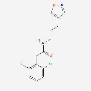 molecular formula C14H14ClFN2O2 B2573644 2-(2-chloro-6-fluorophenyl)-N-(3-(isoxazol-4-yl)propyl)acetamide CAS No. 1903122-88-2