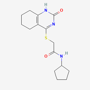 molecular formula C15H21N3O2S B2573645 N-cyclopentyl-2-[(2-oxo-1,2,5,6,7,8-hexahydroquinazolin-4-yl)sulfanyl]acetamide CAS No. 1001519-78-3