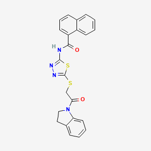 N-(5-((2-(indolin-1-yl)-2-oxoethyl)thio)-1,3,4-thiadiazol-2-yl)-1-naphthamide
