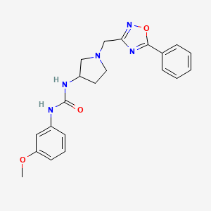 molecular formula C21H23N5O3 B2573653 1-(3-Methoxyphenyl)-3-(1-((5-phenyl-1,2,4-oxadiazol-3-yl)methyl)pyrrolidin-3-yl)urea CAS No. 1396864-82-6
