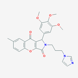 molecular formula C27H27N3O6 B257366 2-[3-(1H-imidazol-1-yl)propyl]-7-methyl-1-(3,4,5-trimethoxyphenyl)-1,2-dihydrochromeno[2,3-c]pyrrole-3,9-dione 