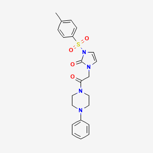 molecular formula C22H24N4O4S B2573663 1-(2-氧代-2-(4-苯基哌嗪-1-基)乙基)-3-甲苯磺酰-1H-咪唑-2(3H)-酮 CAS No. 941879-87-4
