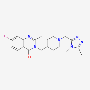 molecular formula C20H25FN6O B2573669 3-[[1-[(4,5-Dimethyl-1,2,4-triazol-3-yl)methyl]piperidin-4-yl]methyl]-7-fluoro-2-methylquinazolin-4-one CAS No. 2415622-87-4