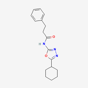 molecular formula C17H21N3O2 B2573674 N-(5-环己基-1,3,4-恶二唑-2-基)-3-苯基丙酰胺 CAS No. 922105-67-7