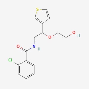 molecular formula C15H16ClNO3S B2573678 2-chloro-N-(2-(2-hydroxyethoxy)-2-(thiophen-3-yl)ethyl)benzamide CAS No. 2034365-58-5