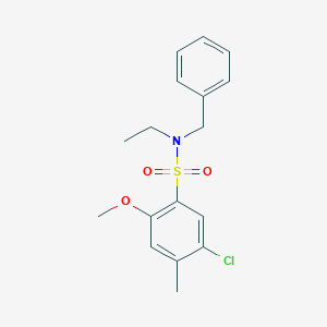 molecular formula C17H20ClNO3S B257369 N-benzyl-5-chloro-N-ethyl-2-methoxy-4-methylbenzenesulfonamide 