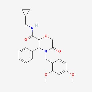 molecular formula C24H28N2O5 B2573695 N-(cyclopropylmethyl)-4-(2,4-dimethoxybenzyl)-5-oxo-3-phenylmorpholine-2-carboxamide CAS No. 2319718-95-9