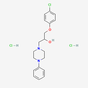 molecular formula C19H25Cl3N2O2 B2573696 1-(4-chlorophenoxy)-3-(4-phenylpiperazin-1-yl)propan-2-ol Dihydrochloride CAS No. 467236-99-3