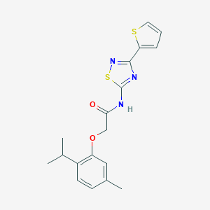 molecular formula C18H19N3O2S2 B257371 2-(2-isopropyl-5-methylphenoxy)-N-[3-(2-thienyl)-1,2,4-thiadiazol-5-yl]acetamide 