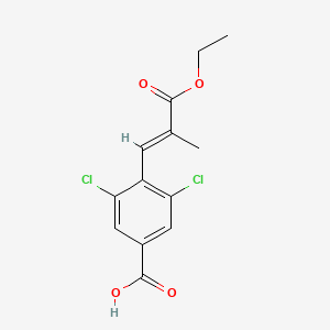 molecular formula C13H12Cl2O4 B2573713 (E)-3,5-Dichloro-4-(3-ethoxy-2-methyl-3-oxoprop-1-en-1-yl)benzoic acid CAS No. 1110767-01-5