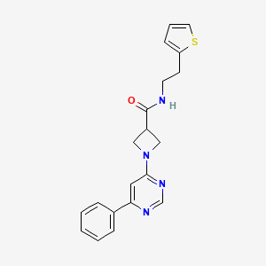 molecular formula C20H20N4OS B2573719 1-(6-phenylpyrimidin-4-yl)-N-(2-(thiophen-2-yl)ethyl)azetidine-3-carboxamide CAS No. 2034476-52-1