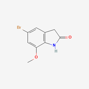 molecular formula C9H8BrNO2 B2573720 5-bromo-7-methoxy-2,3-dihydro-1H-indol-2-one CAS No. 1360886-58-3