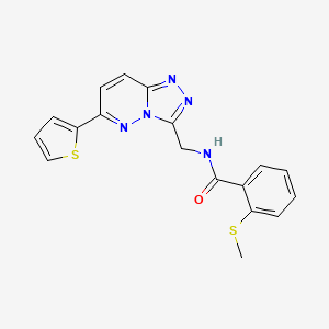 molecular formula C18H15N5OS2 B2573733 2-(methylthio)-N-((6-(thiophen-2-yl)-[1,2,4]triazolo[4,3-b]pyridazin-3-yl)methyl)benzamide CAS No. 2034493-46-2