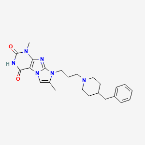 molecular formula C24H30N6O2 B2573734 8-(3-(4-benzylpiperidin-1-yl)propyl)-1,7-dimethyl-1H-imidazo[2,1-f]purine-2,4(3H,8H)-dione CAS No. 923152-27-6