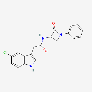 molecular formula C19H16ClN3O2 B2573738 2-(5-Chloro-1H-indol-3-yl)-N-(2-oxo-1-phenylazetidin-3-yl)acetamide CAS No. 2248662-09-9