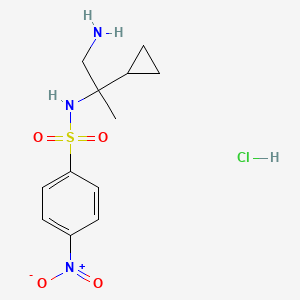 molecular formula C12H18ClN3O4S B2573739 N-(1-amino-2-cyclopropylpropan-2-yl)-4-nitrobenzene-1-sulfonamide hydrochloride CAS No. 1582709-05-4