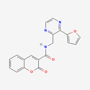 molecular formula C19H13N3O4 B2573741 N-((3-(呋喃-2-基)吡嗪-2-基)甲基)-2-氧代-2H-色烯-3-甲酰胺 CAS No. 2034300-21-3