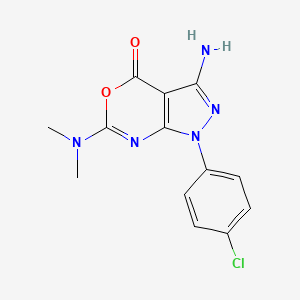 molecular formula C13H12ClN5O2 B2573743 3-amino-1-(4-chlorophenyl)-6-(dimethylamino)pyrazolo[3,4-d][1,3]oxazin-4(1H)-one CAS No. 250713-83-8