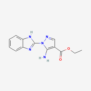 molecular formula C13H13N5O2 B2573744 5-Amino-1-(1H-benzoimidazol-2-yl)-1H-pyrazole-4-carboxylic acid ethyl ester CAS No. 58113-07-8