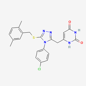 molecular formula C22H20ClN5O2S B2573748 6-[[4-(4-chlorophenyl)-5-[(2,5-dimethylphenyl)methylsulfanyl]-1,2,4-triazol-3-yl]methyl]-1H-pyrimidine-2,4-dione CAS No. 852155-02-3