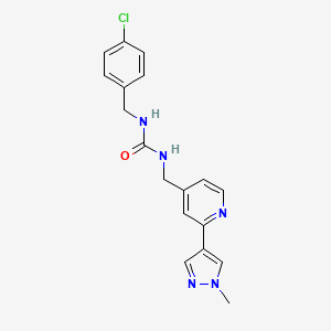 molecular formula C18H18ClN5O B2573751 1-(4-chlorobenzyl)-3-((2-(1-methyl-1H-pyrazol-4-yl)pyridin-4-yl)methyl)urea CAS No. 2034536-81-5