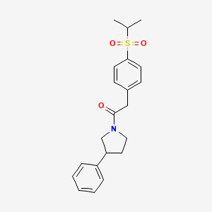 molecular formula C21H25NO3S B2573758 2-(4-(异丙基磺酰基)苯基)-1-(3-苯基吡咯烷-1-基)乙酮 CAS No. 1210213-91-4