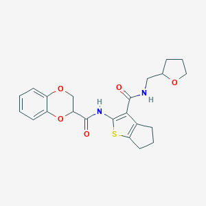 N-{3-[(tetrahydrofuran-2-ylmethyl)carbamoyl]-5,6-dihydro-4H-cyclopenta[b]thiophen-2-yl}-2,3-dihydro-1,4-benzodioxine-2-carboxamide