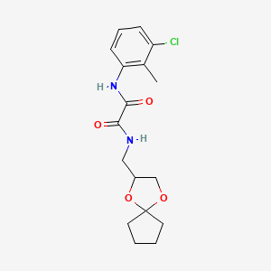 molecular formula C17H21ClN2O4 B2573760 N1-(1,4-dioxaspiro[4.4]nonan-2-ylmethyl)-N2-(3-chloro-2-methylphenyl)oxalamide CAS No. 899963-27-0