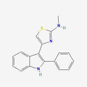 molecular formula C18H15N3S B2573771 N-methyl-4-(2-phenyl-1H-indol-3-yl)-1,3-thiazol-2-amine CAS No. 1013553-94-0