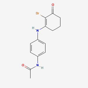 molecular formula C14H15BrN2O2 B2573773 N-{4-[(2-bromo-3-oxo-1-cyclohexenyl)amino]phenyl}acetamide CAS No. 1024338-97-3