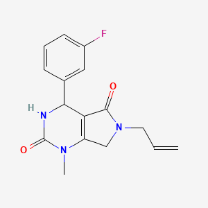 molecular formula C16H16FN3O2 B2573777 4-(3-fluorophenyl)-1-methyl-6-(prop-2-en-1-yl)-3,4,6,7-tetrahydro-1H-pyrrolo[3,4-d]pyrimidine-2,5-dione CAS No. 1172957-25-3