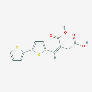 molecular formula C13H10O4S2 B2573783 (2Z)-2-[(5-thiophen-2-ylthiophen-2-yl)methylidene]butanedioic acid CAS No. 256488-33-2