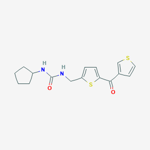 molecular formula C16H18N2O2S2 B2573785 1-Cyclopentyl-3-((5-(thiophene-3-carbonyl)thiophen-2-yl)methyl)urea CAS No. 1797141-57-1