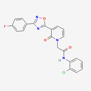 molecular formula C21H14ClFN4O3 B2573790 N-(2-chlorophenyl)-2-(3-(3-(4-fluorophenyl)-1,2,4-oxadiazol-5-yl)-2-oxopyridin-1(2H)-yl)acetamide CAS No. 1251705-85-7