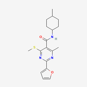 molecular formula C18H23N3O2S B2573799 2-(furan-2-yl)-4-methyl-N-(4-methylcyclohexyl)-6-(methylsulfanyl)pyrimidine-5-carboxamide CAS No. 1210718-10-7