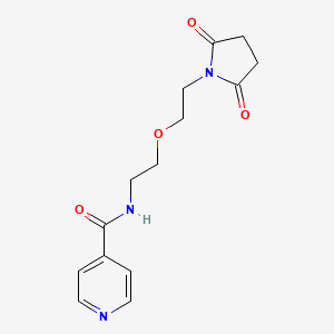 molecular formula C14H17N3O4 B2573800 N-(2-(2-(2,5-二氧代吡咯烷-1-基)乙氧基)乙基)异烟酰胺 CAS No. 2034496-07-4