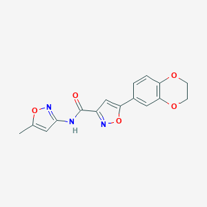 molecular formula C16H13N3O5 B257381 5-(2,3-dihydro-1,4-benzodioxin-6-yl)-N-(5-methyl-1,2-oxazol-3-yl)-1,2-oxazole-3-carboxamide 