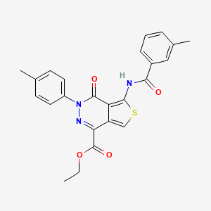 molecular formula C24H21N3O4S B2573827 5-(3-甲基苯甲酰胺基)-4-氧代-3-(对甲苯基)-3,4-二氢噻吩并[3,4-d]嘧啶-1-羧酸乙酯 CAS No. 851948-04-4