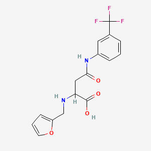 molecular formula C16H15F3N2O4 B2573841 2-(Furan-2-ylmethylamino)-4-oxo-4-[3-(trifluoromethyl)anilino]butanoic acid CAS No. 1025759-29-8