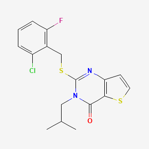 molecular formula C17H16ClFN2OS2 B2573843 2-((2-氯-6-氟苯甲基)硫代)-3-异丁基噻吩并[3,2-d]嘧啶-4(3H)-酮 CAS No. 1798483-41-6