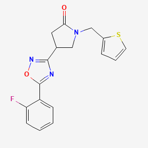 molecular formula C17H14FN3O2S B2573853 4-(5-(2-Fluorophenyl)-1,2,4-oxadiazol-3-yl)-1-(thiophen-2-ylmethyl)pyrrolidin-2-one CAS No. 1171583-48-4