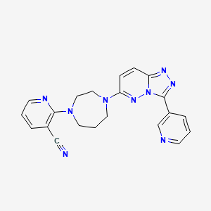 molecular formula C21H19N9 B2573859 2-[4-(3-Pyridin-3-yl-[1,2,4]triazolo[4,3-b]pyridazin-6-yl)-1,4-diazepan-1-yl]pyridine-3-carbonitrile CAS No. 2380184-80-3