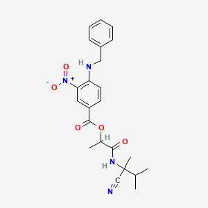 molecular formula C23H26N4O5 B2573865 1-[(1-Cyano-1,2-dimethylpropyl)carbamoyl]ethyl 4-(benzylamino)-3-nitrobenzoate CAS No. 1117788-46-1