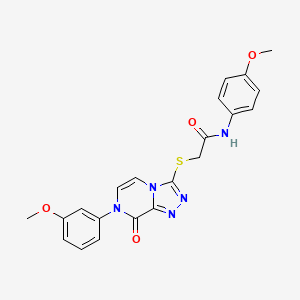 molecular formula C21H19N5O4S B2573877 N-(4-methoxyphenyl)-2-((7-(3-methoxyphenyl)-8-oxo-7,8-dihydro-[1,2,4]triazolo[4,3-a]pyrazin-3-yl)thio)acetamide CAS No. 1242984-32-2