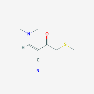 molecular formula C8H12N2OS B2573878 3-(Dimethylamino)-2-[2-(methylsulfanyl)acetyl]acrylonitrile CAS No. 251310-69-7