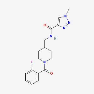 molecular formula C17H20FN5O2 B2573893 N-((1-(2-fluorobenzoyl)piperidin-4-yl)methyl)-1-methyl-1H-1,2,3-triazole-4-carboxamide CAS No. 1797791-63-9
