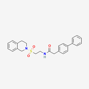 molecular formula C25H26N2O3S B2573896 2-([1,1'-biphenyl]-4-yl)-N-(2-((3,4-dihydroisoquinolin-2(1H)-yl)sulfonyl)ethyl)acetamide CAS No. 922036-59-7