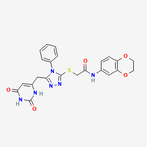 N-(2,3-dihydro-1,4-benzodioxin-6-yl)-2-[[5-[(2,4-dioxo-1H-pyrimidin-6-yl)methyl]-4-phenyl-1,2,4-triazol-3-yl]sulfanyl]acetamide