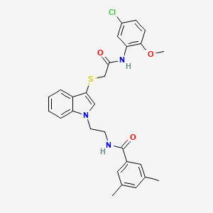 molecular formula C28H28ClN3O3S B2573909 N-[2-[3-[2-(5-chloro-2-methoxyanilino)-2-oxoethyl]sulfanylindol-1-yl]ethyl]-3,5-dimethylbenzamide CAS No. 851715-00-9